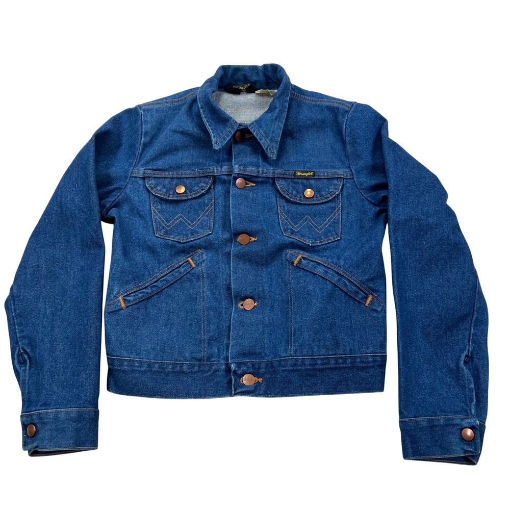 VTG 70s 80s Wrangler No Fault Denim Jacket Size Y18 Made in USA Fits Women's